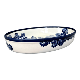 Polish Pottery Zaklady 12.25" Oval Baker (Blue Floral Vines) | Y350A-D1210A Additional Image at PolishPotteryOutlet.com