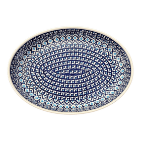 Polish Pottery Zaklady 12.25" Oval Baker (Mosaic Blues) | Y350A-D910 Additional Image at PolishPotteryOutlet.com