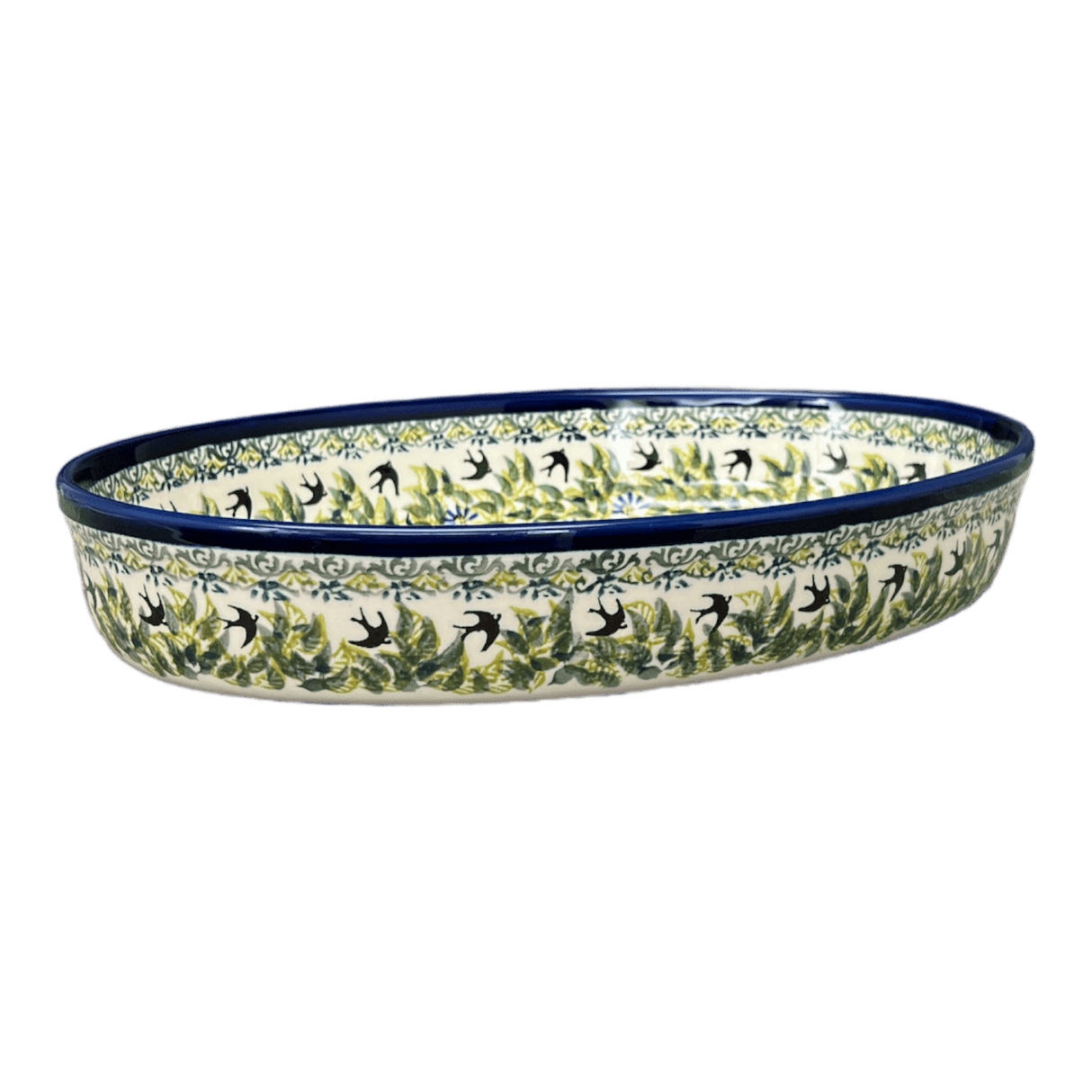 Baker, Oval, 12.25" in "Floral Swallows" by Zaklady | Y350A-DU182