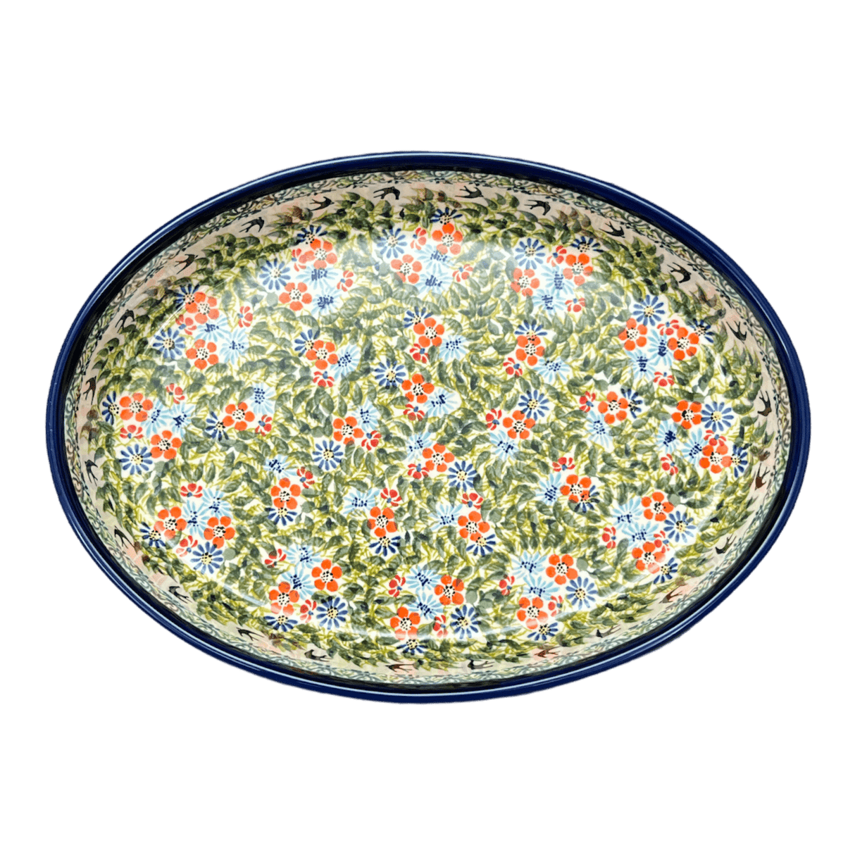 Baker, Oval, 12.25" in "Floral Swallows" by Zaklady | Y350A-DU182