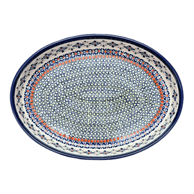 Polish Pottery Zaklady 12.25" Oval Baker (Emerald Mosaic) | Y350A-DU60 Additional Image at PolishPotteryOutlet.com
