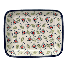 Polish Pottery Zaklady 9" x 11.75" Rectangular Baker (Mountain Flower) | Y371A-A1109A Additional Image at PolishPotteryOutlet.com