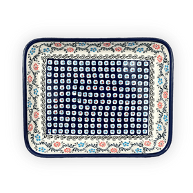 Polish Pottery Zaklady 9" x 11.75" Rectangular Baker (Climbing Aster) | Y371A-A1145A Additional Image at PolishPotteryOutlet.com