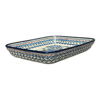 A picture of a Polish Pottery Zaklady 9" x 11.75" Rectangular Baker (Julie's Garden) | Y371A-ART165 as shown at PolishPotteryOutlet.com/products/zaklady-rectangular-baker-julies-garden-y371a-art165