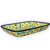 A picture of a Polish Pottery Zaklady 9" x 11.75" Rectangular Baker (Sunny Meadow) | Y371A-ART332 as shown at PolishPotteryOutlet.com/products/9-x-11-75-rectangular-baker-sunny-meadow-y371a-art332