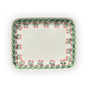 Polish Pottery 9" x 11.75" Rectangular Baker (Raspberry Delight) | Y371A-D1170 Additional Image at PolishPotteryOutlet.com