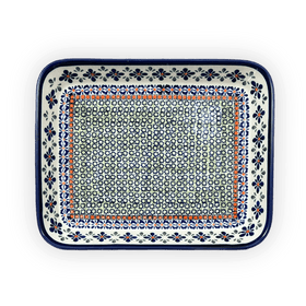 Polish Pottery Zaklady 9" x 11.75" Rectangular Baker (Emerald Mosaic) | Y371A-DU60 Additional Image at PolishPotteryOutlet.com