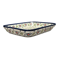 A picture of a Polish Pottery 10.5" x 13" Rectangular Baker (Mountain Flower) | Y372A-A1109A as shown at PolishPotteryOutlet.com/products/9-x-11-rectangular-baker-mistletoe-y372a-a1109a