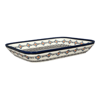 A picture of a Polish Pottery Zaklady 10.5" x 13" Rectangular Baker (Mesa Verde Midnight) | Y372A-A1159A as shown at PolishPotteryOutlet.com/products/10-5-x-13-rectangular-baker-mesa-verde-midnight-y372a-a1159a