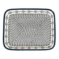A picture of a Polish Pottery Zaklady 10.5" x 13" Rectangular Baker (Mesa Verde Midnight) | Y372A-A1159A as shown at PolishPotteryOutlet.com/products/10-5-x-13-rectangular-baker-mesa-verde-midnight-y372a-a1159a