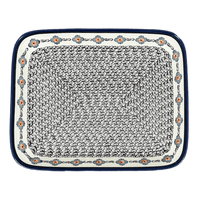 A picture of a Polish Pottery Baker, Rectangular, 10.5" x 13" in "Mesa Verde Midnight" by Zaklady | Y372A-A1159A as shown at PolishPotteryOutlet.com/products/10-5-x-13-rectangular-baker-mesa-verde-midnight-y372a-a1159a