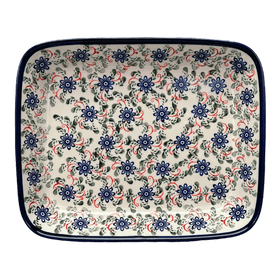 Polish Pottery Zaklady 10.5" x 13" Rectangular Baker (Swirling Flowers) | Y372A-A1197A Additional Image at PolishPotteryOutlet.com