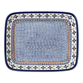 Polish Pottery Zaklady 10.5" x 13" Rectangular Baker (Blue Mosaic Flower) | Y372A-A221A Additional Image at PolishPotteryOutlet.com