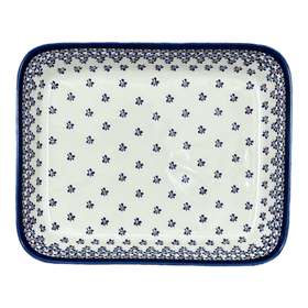 Polish Pottery Zaklady 10.5" x 13" Rectangular Baker (Falling Blue Daisies) | Y372A-A882A Additional Image at PolishPotteryOutlet.com