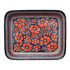 Polish Pottery 10.5" x 13" Rectangular Baker (Exotic Reds) | Y372A-ART150 Additional Image at PolishPotteryOutlet.com