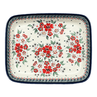 A picture of a Polish Pottery Zaklady 10.5" x 13" Rectangular Baker (Cosmic Cosmos) | Y372A-ART326 as shown at PolishPotteryOutlet.com/products/9-x-11-rectangular-baker-cosmic-cosmos-y372a-art326