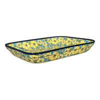 A picture of a Polish Pottery Zaklady 10.5" x 13" Rectangular Baker (Sunny Meadow) | Y372A-ART332 as shown at PolishPotteryOutlet.com/products/10-5-x-13-rectangular-baker-sunny-meadow-y372a-art332