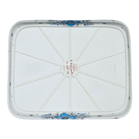 A picture of a Polish Pottery Zaklady 10.5" x 13" Rectangular Baker (Something Blue) | Y372A-ART374 as shown at PolishPotteryOutlet.com/products/10-5-x-13-rectangular-baker-something-blue-y372a-art374
