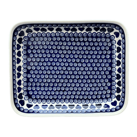Polish Pottery Zaklady 10.5" x 13" Rectangular Baker (Swirling Hearts) | Y372A-D467 Additional Image at PolishPotteryOutlet.com