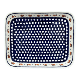 Polish Pottery Zaklady 10.5" x 13" Rectangular Baker (Persimmon Dot) | Y372A-D479 Additional Image at PolishPotteryOutlet.com