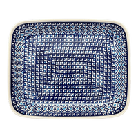 A picture of a Polish Pottery 10.5" x 13" Rectangular Baker (Mosaic Blues) | Y372A-D910 as shown at PolishPotteryOutlet.com/products/9-x-11-rectangular-baker-mosaic-blues-y372a-d910
