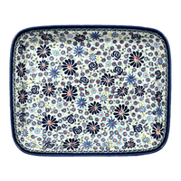 A picture of a Polish Pottery Zaklady 10.5" x 13" Rectangular Baker (Floral Explosion) | Y372A-DU126 as shown at PolishPotteryOutlet.com/products/9-x-11-rectangular-baker-du126-y372a-du126