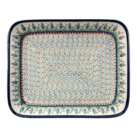 A picture of a Polish Pottery Zaklady 10.5" x 13" Rectangular Baker (Lilac Garden) | Y372A-DU155 as shown at PolishPotteryOutlet.com/products/9-x-11-rectangular-baker-lilac-garden-y372a-du155