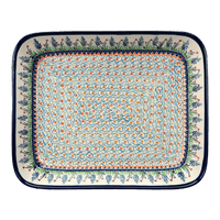 A picture of a Polish Pottery Baker, Rectangular, 10.5" x 13" in "Lilac Garden" by Zaklady | Y372A-DU155 as shown at PolishPotteryOutlet.com/products/9-x-11-rectangular-baker-lilac-garden-y372a-du155