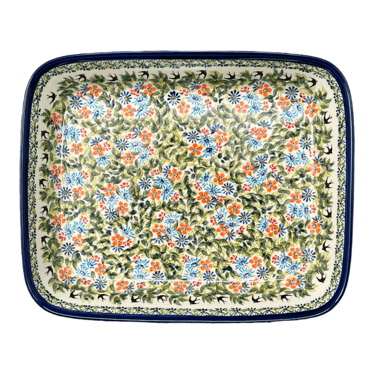 Baker, Rectangular, 10.5" x 13" in "Floral Swallows" by Zaklady | Y372A-DU182