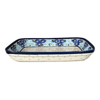 A picture of a Polish Pottery Zaklady 10.5" x 13" Rectangular Baker (Garden Party Blues) | Y372A-DU50 as shown at PolishPotteryOutlet.com/products/9-x-11-rectangular-baker-garden-party-blues-y372a-du50