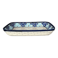 A picture of a Polish Pottery Baker, Rectangular, 10.5" x 13" in "Garden Party Blues" by Zaklady | Y372A-DU50 as shown at PolishPotteryOutlet.com/products/9-x-11-rectangular-baker-garden-party-blues-y372a-du50