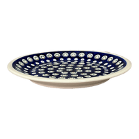 A picture of a Polish Pottery Zaklady 9.5" Plate (Peacock Burst) | Y1001-D487 as shown at PolishPotteryOutlet.com/products/zaklady-9-5-plate-peacock-burst-y1001-d487