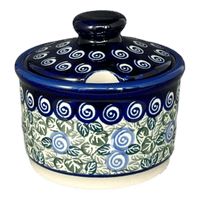 A picture of a Polish Pottery Zaklady 4" Sugar Bowl (Spring Swirl) | Y698-A1073A as shown at PolishPotteryOutlet.com/products/4-sugar-bowl-spring-swirl-y698-a1073a
