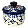 Polish Pottery Zaklady 4" Sugar Bowl (Blue Mosaic Flower) | Y698-A221A at PolishPotteryOutlet.com