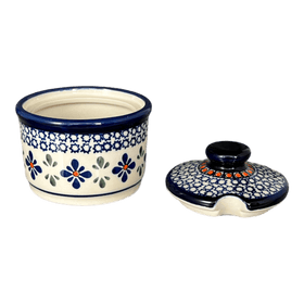 Polish Pottery Zaklady 4" Sugar Bowl (Blue Mosaic Flower) | Y698-A221A Additional Image at PolishPotteryOutlet.com