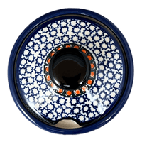A picture of a Polish Pottery Zaklady 4" Sugar Bowl (Blue Mosaic Flower) | Y698-A221A as shown at PolishPotteryOutlet.com/products/sugar-bowl-blue-mosaic-flower-y698-a221a