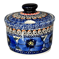 A picture of a Polish Pottery Zaklady 4" Sugar Bowl (Bloomin' Sky) | Y698-ART148 as shown at PolishPotteryOutlet.com/products/4-sugar-bowl-bloomin-sky-y698-art148