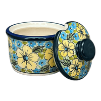 A picture of a Polish Pottery Zaklady 4" Sugar Bowl (Sunny Meadow) | Y698-ART332 as shown at PolishPotteryOutlet.com/products/4-sugar-bowl-sunny-meadow-y698-art332