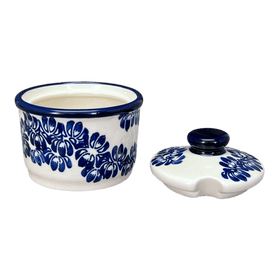 Polish Pottery 4" Sugar Bowl (Blue Floral Vines) | Y698-D1210A Additional Image at PolishPotteryOutlet.com
