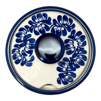 A picture of a Polish Pottery 4" Sugar Bowl (Blue Floral Vines) | Y698-D1210A as shown at PolishPotteryOutlet.com/products/sugar-bowl-blue-floral-vines-y698-d1210a