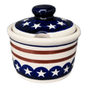 Polish Pottery 4" Sugar Bowl (Stars & Stripes) | Y698-D81 at PolishPotteryOutlet.com