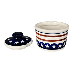 Polish Pottery 4" Sugar Bowl (Stars & Stripes) | Y698-D81 Additional Image at PolishPotteryOutlet.com