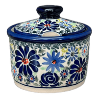 A picture of a Polish Pottery Zaklady 4" Sugar Bowl (Floral Explosion) | Y698-DU126 as shown at PolishPotteryOutlet.com/products/4-sugar-bowl-du126-y698-du126