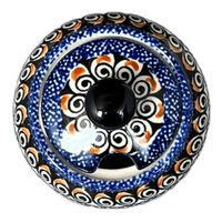 A picture of a Polish Pottery Zaklady Small Bubble Sugar Bowl (Bloomin' Sky) | Y729-ART148 as shown at PolishPotteryOutlet.com/products/small-bubble-sugar-bowl-blue-bouquet-in-mosaic-y729-art148