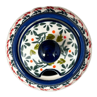A picture of a Polish Pottery Zaklady Small Bubble Sugar Bowl (Circling Bluebirds) | Y729-ART214 as shown at PolishPotteryOutlet.com/products/small-bubble-sugar-bowl-circling-bluebirds-y729-art214