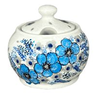 A picture of a Polish Pottery Zaklady Small Bubble Sugar Bowl (Something Blue) | Y729-ART374 as shown at PolishPotteryOutlet.com/products/small-bubble-sugar-bowl-something-blue-y729-art374