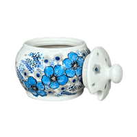 A picture of a Polish Pottery Zaklady Small Bubble Sugar Bowl (Something Blue) | Y729-ART374 as shown at PolishPotteryOutlet.com/products/small-bubble-sugar-bowl-something-blue-y729-art374