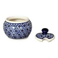 A picture of a Polish Pottery Small Bubble Sugar Bowl (Ditsy Daisies) | Y729-D120 as shown at PolishPotteryOutlet.com/products/small-bubble-sugar-bowl-daisy-dot-y729-d120