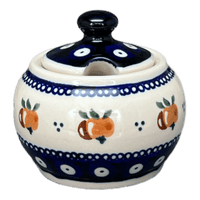 A picture of a Polish Pottery Small Bubble Sugar Bowl (Persimmon Dot) | Y729-D479 as shown at PolishPotteryOutlet.com/products/small-bubble-sugar-bowl-persimmon-dot-y729-d479