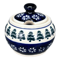 A picture of a Polish Pottery Small Bubble Sugar Bowl (Floral Pine) | Y729-D914 as shown at PolishPotteryOutlet.com/products/small-bubble-sugar-bowl-floral-pine-y729-d914